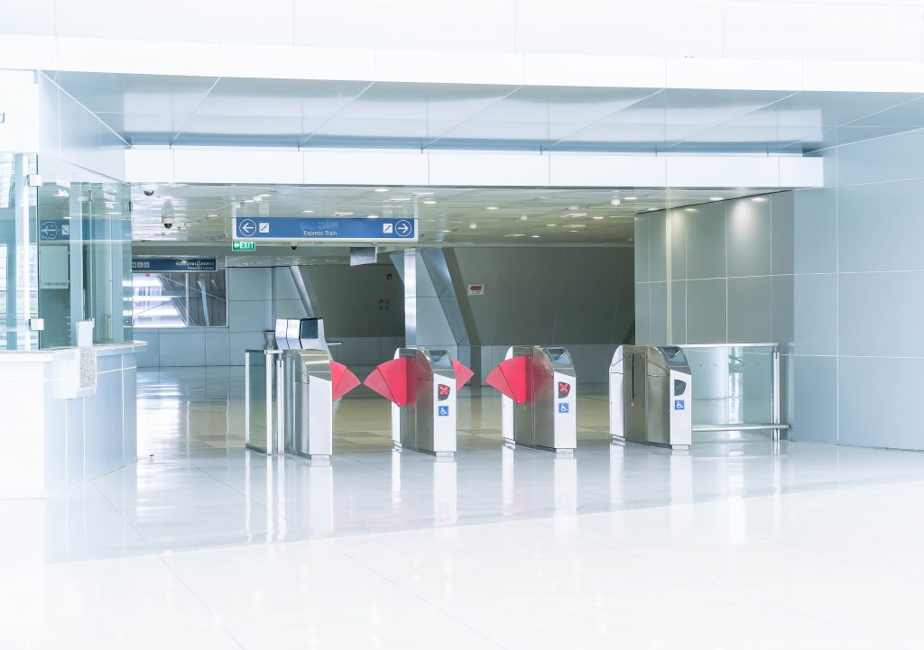 Turnstile at the entrance to subway